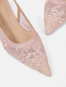 CUCCOO HITCHD Giày nữ mới, màu hồng nhạt, kiểu slingback, mũi nhọn, gót mỏng, thanh lịch. - Hồng - Xem 4