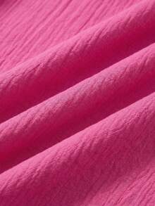 SHEIN 女童无袖连衣裙，方领，纯色 - 粉色 - 查看 7