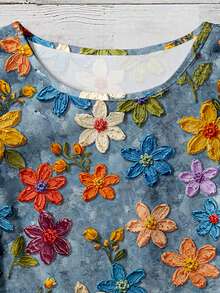 EMERY ROSE 色彩缤纷的花卉印花大码女式衬衫，适合度假穿着 - 彩色 - 查看 6