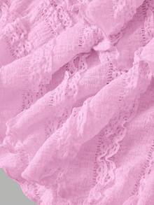 SHEIN MOD Drawstring And Fold Detail Solid Color Cake Skirt Daily Light Pink Autumn Y2k - Pink - View 4