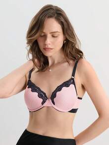 Hourtrue Sujetador con aro y efecto push-up de encaje para busto pequeño para uso diario CASUAL para verano para verano - Rosa - Ver 4