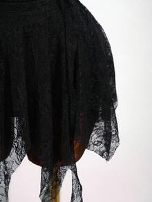 SaltGleam SaltGleam 女士蕾丝刺绣半身裙 - 黑色 - 查看 5