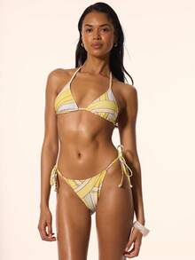 MUSERA Áo bikini tam giác khoét sâu in họa tiết, chỉ có áo, thích hợp mặc mùa hè, gợi cảm, dễ thương, mùa xuân, kỳ nghỉ, du lịch, Ibiza, thanh lịch, Limonada. - Nhiều màu - Xem 2