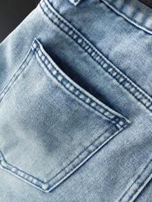 GlowEve Shorts vaqueros informales de mujer con adorno de encaje lavado - Azul - Ver 6