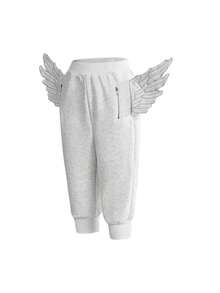 ROMWE Y2K Style Embroidered Butterfly Wing Low-Waist Women Sweatpants, Streetwear For Spring/Summer - Grey - View 1