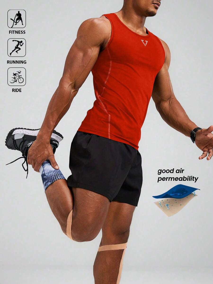 Acti Log Áo tank top thể thao nam thường ngày, thích hợp cho chạy bộ và tập thể dục. - trái cam - Xem 1
