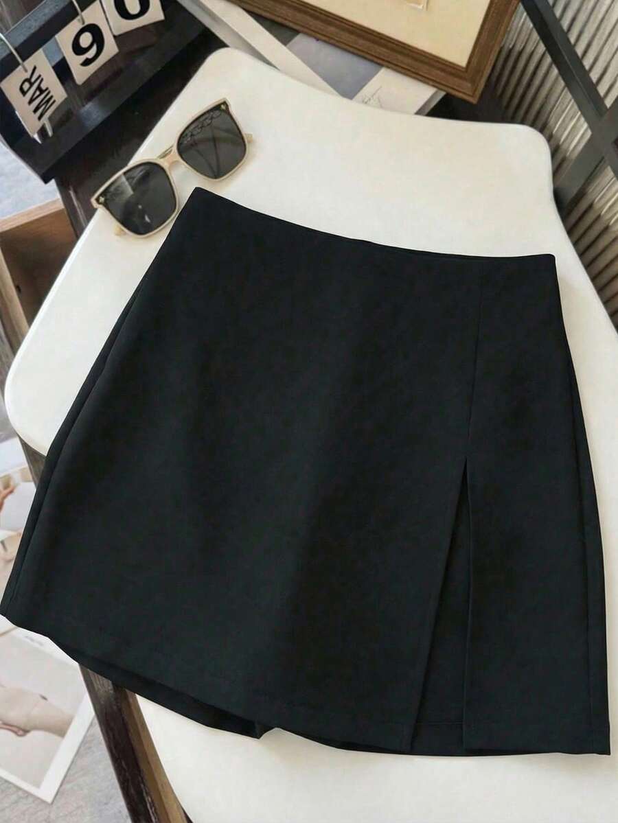 Girlism 少女都市休閒裙褲,時尚百搭適用各種場合,黑色可愛風裙子,少女款 - 黑色 - 查看 1