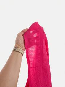 SHEIN Tween Girls' Casual Vacation Fuchsia Halter Backless Textured Solid Dress, Suitable For Beach, Music Festival - Hot Pink - View 8