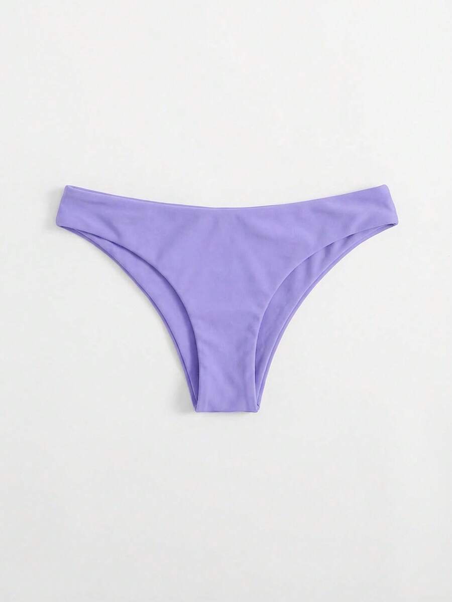 Swim Basics 女士纯色性感沙滩比基尼泳裤 - 淡紫色 - 查看 1
