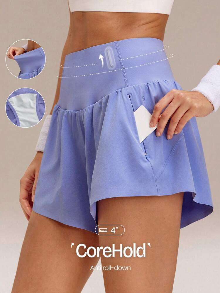 4" VitalSwift Chase Every Mile High-Rise Anti-Roll Tummy Control Lightweight Quick-Dry Odor Control Built-In Briefs Running Shorts Training Tennis Jogging Running Workout Gym Wear