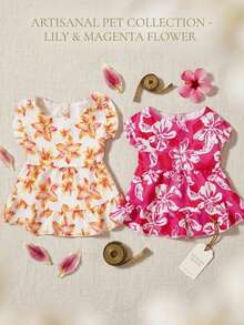 PETSIN 1 Piece Of Pet Dog/Cat Universal Flower Print Casual Dress, Comfortable And Breathable Summer Set - Multicolor - View 2