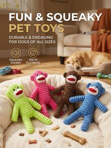PETSIN Plush Dog Squeaky Toy, Stuffed Armadillo Chew Toy For Dog, Durable Soft Pet Toy Helps Clean Teeth, Interactive Training & Boredom Relief Dog Toys For Small Medium Large All Breed Dog - Multicolor - View 3