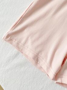 SHEIN 女婴休闲条纹连体衣，春夏款 - 粉色 - 查看 6