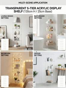 SHEIN 4/5/6层亚克力透明书架，珠宝展示架，摆件收纳架，独立式立角置物架，适用于客厅、卧室、浴室、小空间 - 彩色 - 查看 3