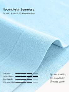 GLOWMODE Áo tank top dáng racerback dài ngang eo, siêu mềm mại, không đường may, chất liệu thoáng khí, thích hợp cho tập luyện chạy bộ, thể dục, tập gym. - Màu xanh nhạt - Xem 7