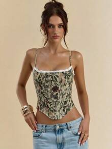SHEIN BAE Women Floral Print Camisole - Apricot - View 3