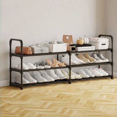 1PC New Style 2-8 Tier Double Row Shoe Rack, Easy Assembly Space-Saving Storage Shelf, Home Entryway Organizer For Fall Home Decor