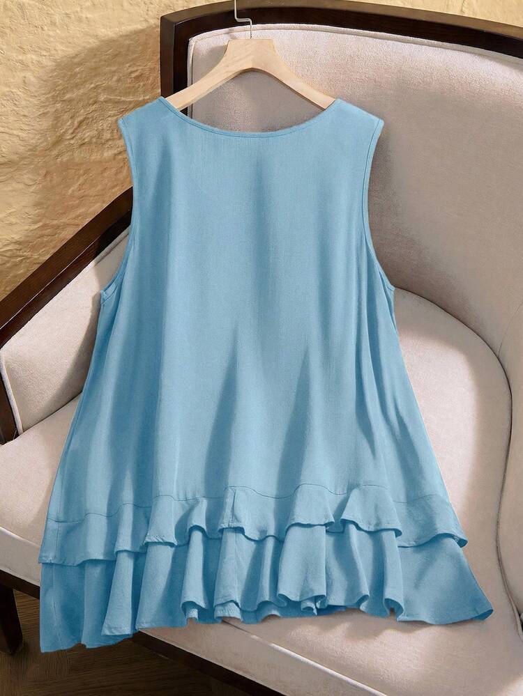 Plus Size Casual Solid Color Tank Top