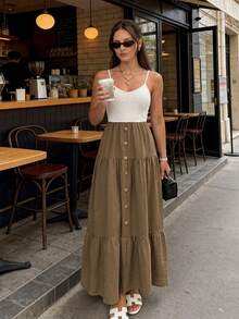 Pariaura 女士优雅休闲白色卡其色撞色宽松长款连衣裙，波西米亚风格，夏季度假装扮，假日造型，女士优雅连衣裙，女士休闲连衣裙，女士白色连衣裙，女士沙滩连衣裙。毕业季服装，时尚休闲通勤装，商务办公装，百搭时尚日常休闲装，都市教师职业装。白色棕色长款连衣裙，长款休闲连衣裙，棕色长款连衣裙，棕色夏季连衣裙，长款夏季连衣裙，女士夏季连衣裙 - 棕色 - 查看 3