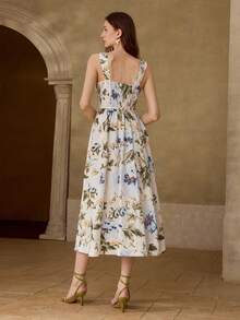 MOTF PREMIUM DAMKLÄNNING MED LINNEMYCKAD BUSTIERDESIGN, VÅR/SOMMAR - Blå - Visa 4