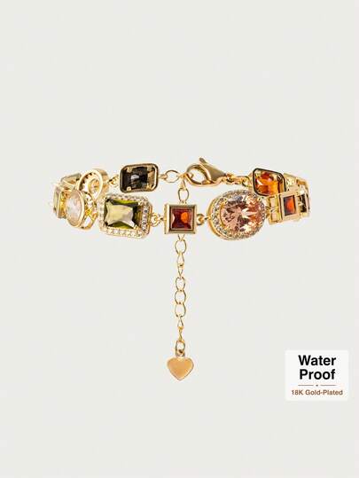 Glisma Pulsera de cadena para mujer, de alta calidad/estilo antiguo/elegante, chapada en oro de 18K, sexy/vintage, para mamá/mujer/niña/madre, para verano/playa/baile de graduación/fiesta, con capas/gemas/cuentas/cristales