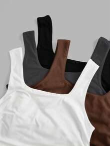 SHEIN EZwear Áo hai dây dệt kim nữ 4 màu, kiểu dáng thường ngày. - Nhiều màu - Xem 5