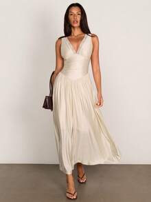 COSMINA Women's Sexy Lace Patchwork Ruffle Dress - Apricot - View 4