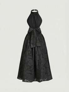 SHEIN MOD Vestido de mujer de longitud media sin mangas con textura minimalista - Negro - Ver 5