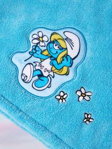 SHEIN X The Smurfs 1Pc Cartoon Embroidered Dry Hair Cap, Blue Sister Pattern Made Of Super Absorbent Material, Suitable For All Hair Volumes And Lengths, Dry Hair Towel - Blue - View 8