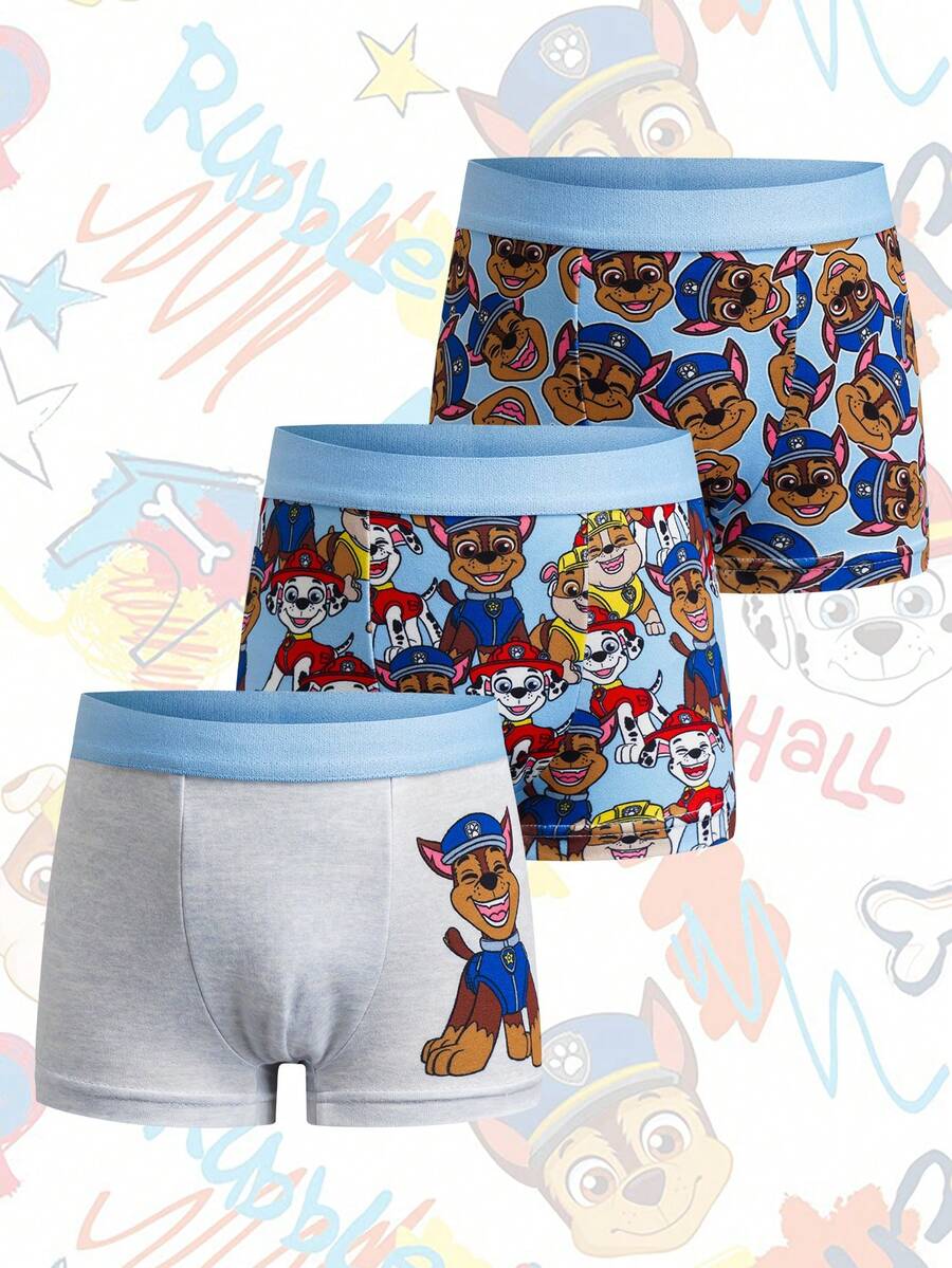 SHEIN | PAW Patrol 男童舒适透气柔软狗狗印花平角内裤 - 藍色 - 查看 1