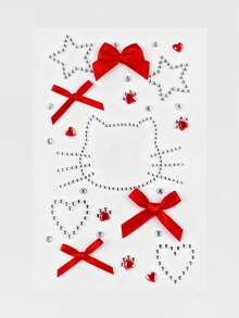 ROMWE Kawaii 1 bộ sticker hình nơ ren, trái tim, ngôi sao, nơ, kim cương lấp lánh và đá trang trí mặt. - Nhiều màu - Xem 2