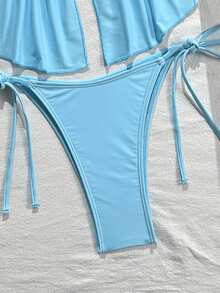 Bonvoyette Áo hai dây màu xanh dương dành cho nữ, kiểu dáng gợi cảm, thích hợp cho kỳ nghỉ biển hoặc bikini. - Màu xanh lam - Xem 8
