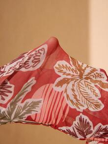 JIAN LASALA 长袖全印花网纱中长连衣裙，女士优雅修身款 - 彩色 - 查看 7