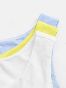 SHEIN BASICS 3件組女款休閒基本款圓領無袖修身針織連身衣，夏季居家便服，白色、淺黃色、嬰兒藍 - 彩色 - 查看 5