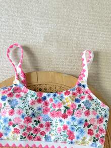 SHEIN Bộ bikini in hoa dành cho bé gái tuổi teen, gồm 2 mảnh, kiểu dáng ngọt ngào và thời trang, phù hợp cho mọi dịp, mùa xuân/hè. - Hồng - Xem 9