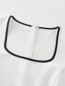 Franclia Bộ jumpsuit không tay cổ vuông thanh lịch có thắt lưng dành cho nữ, thích hợp đi làm. - trắng - Xem 8