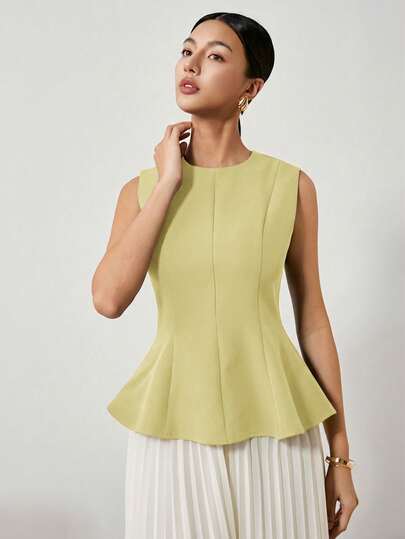 EastFlair Áo camisole nữ màu trơn thanh lịch, kiểu dáng ôm eo, thích hợp cho mùa hè.