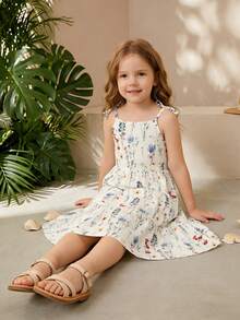 女童碎花无袖连衣裙 - 白色 - 查看 6