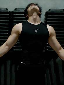 Gym Rark 男士公牛印花休闲健身运动背心，健身房 - 黑色 - View 4