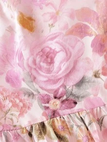 SHEIN MOD Women's Floral Print Ruched Waist Elegant Midi Dress For Party And Occasion,Summer Dresses For Women - Pink - View 5