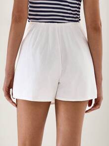 Briarwyn 女士纯色侧扣不对称下摆半身裤 - 白色 - 查看 8