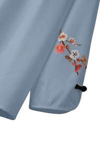 SHEIN LUNE New Arrival White Shirt With Chinese Knot Print, Comfortable Versatile Commuting Streetwear Plus Size Shirt - Blue - View 3