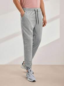 Driftmere Men Drawstring Waist Slant Pocket Jogger Sweatpants - Light Grey - View 7