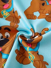 SCOOBY-DOO X SHEIN Ensemble pyjama garçon jeune d'été décontracté, t-shirt à col rond à manches courtes avec imprimé chien et short - Multicolore - Voir 8