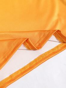 SHEIN ChillGRL Đầm ngắn tay dài đến đầu gối, phong cách tối giản, dễ phối đồ, dành cho thiếu nữ. - màu đen - Xem 9