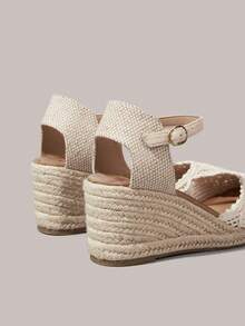 Styleloop Giày sandal đế xuồng cao gót dành cho nữ - Màu be - Xem 4
