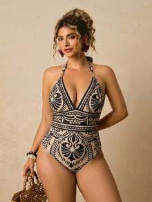 Travachic Quần short nữ phong cách tối giản, thoải mái, kiểu bohemian, thanh lịch, lãng mạn, họa tiết retro, thích hợp cho các lễ hội âm nhạc, bãi biển, kỳ nghỉ. Áo tắm liền thân cỡ lớn. - Nhiều màu - Xem 4