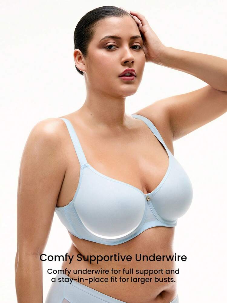 Plus Full Coverage Airy Breathable Sheer Mesh Spacer Cup Bra