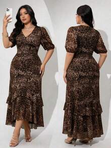 Modelyn Đầm xếp ly họa tiết da báo thời trang cỡ lớn, thích hợp cho mùa hè. - Nhiều màu - Xem 3