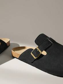 Solecia 男士新款半包式套脚凉鞋，舒适百搭 - 黑色 - 查看 5